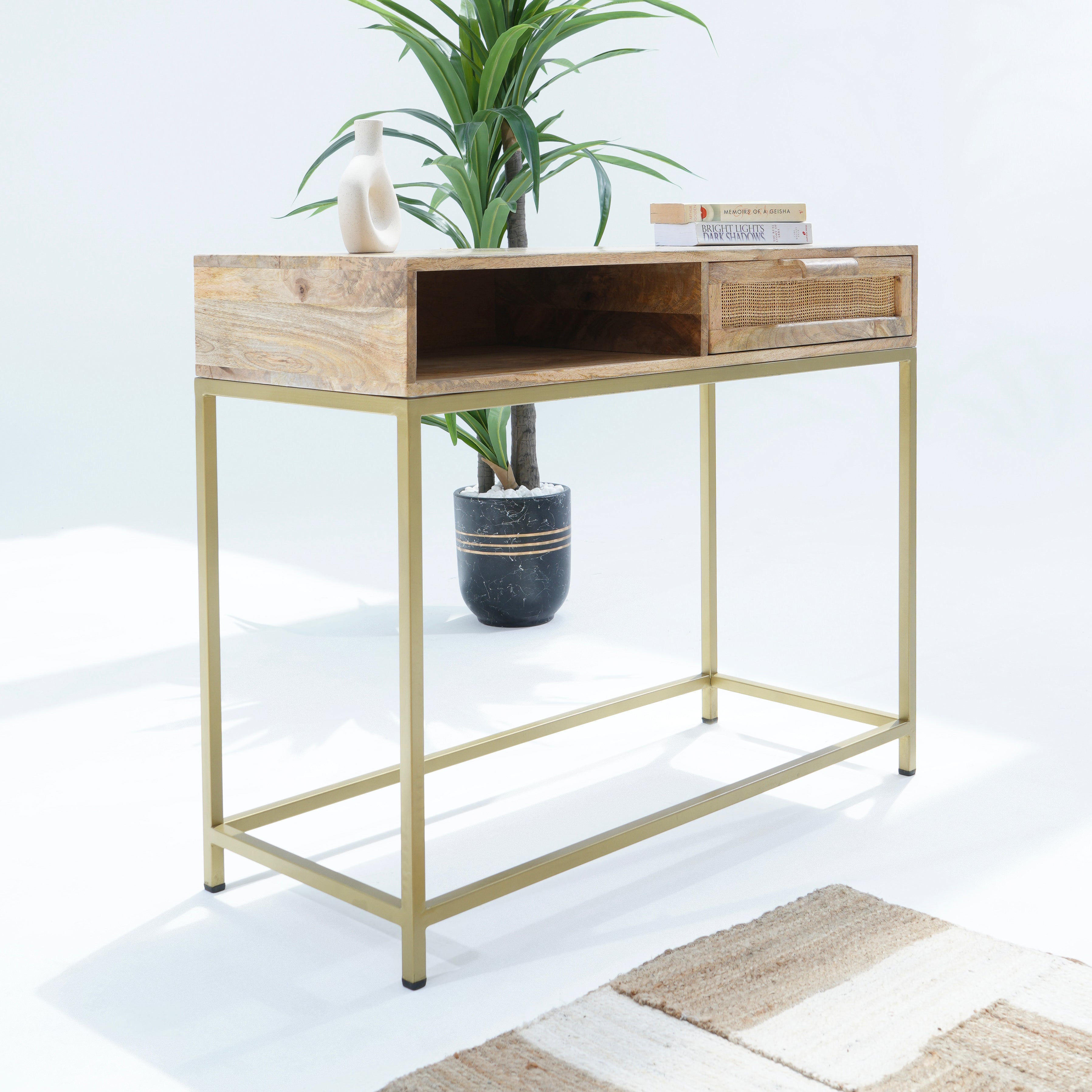 CANOVIA CANE CONSOLE TABLE ONE DRAWER