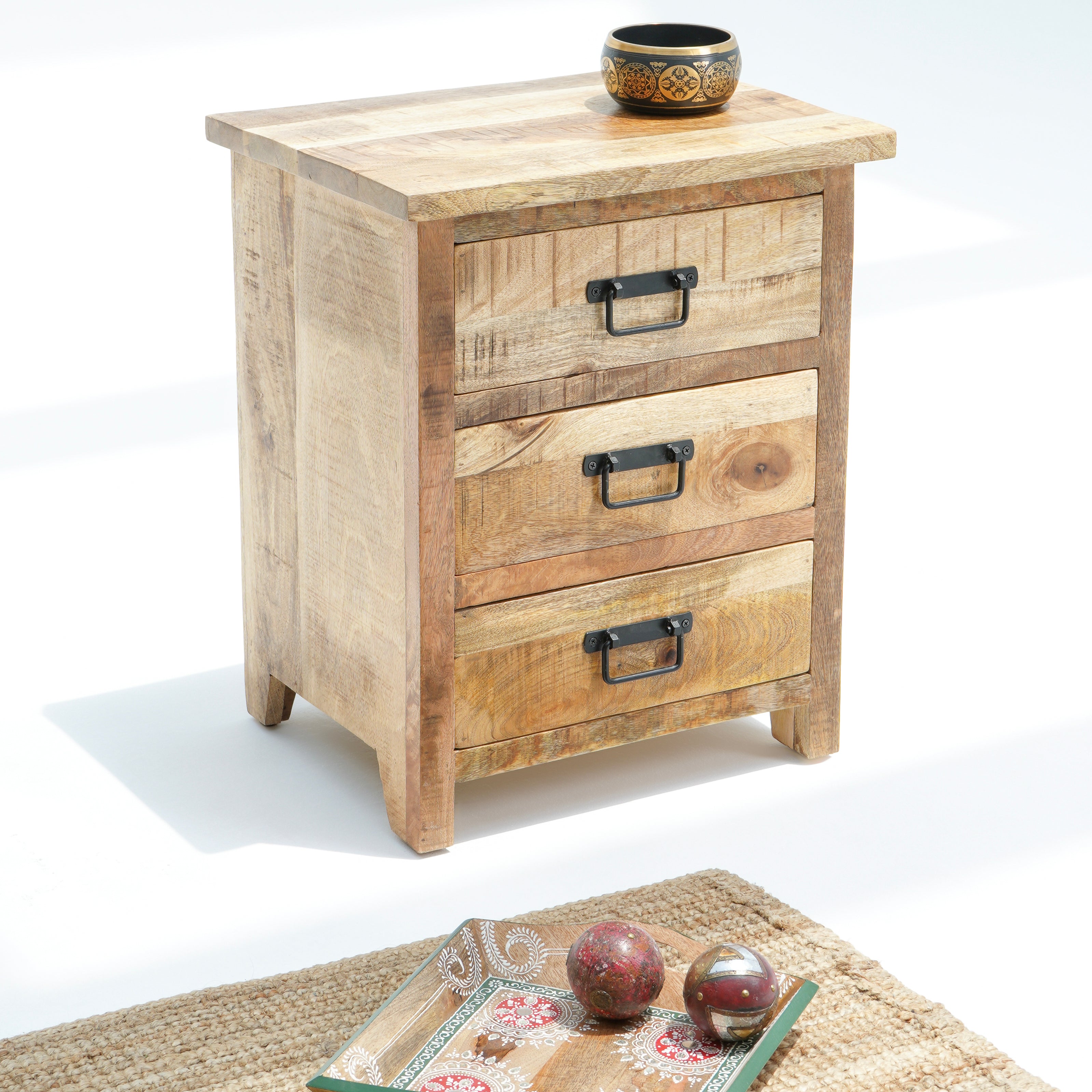 Graceful Ash Three Drawer Nightstand