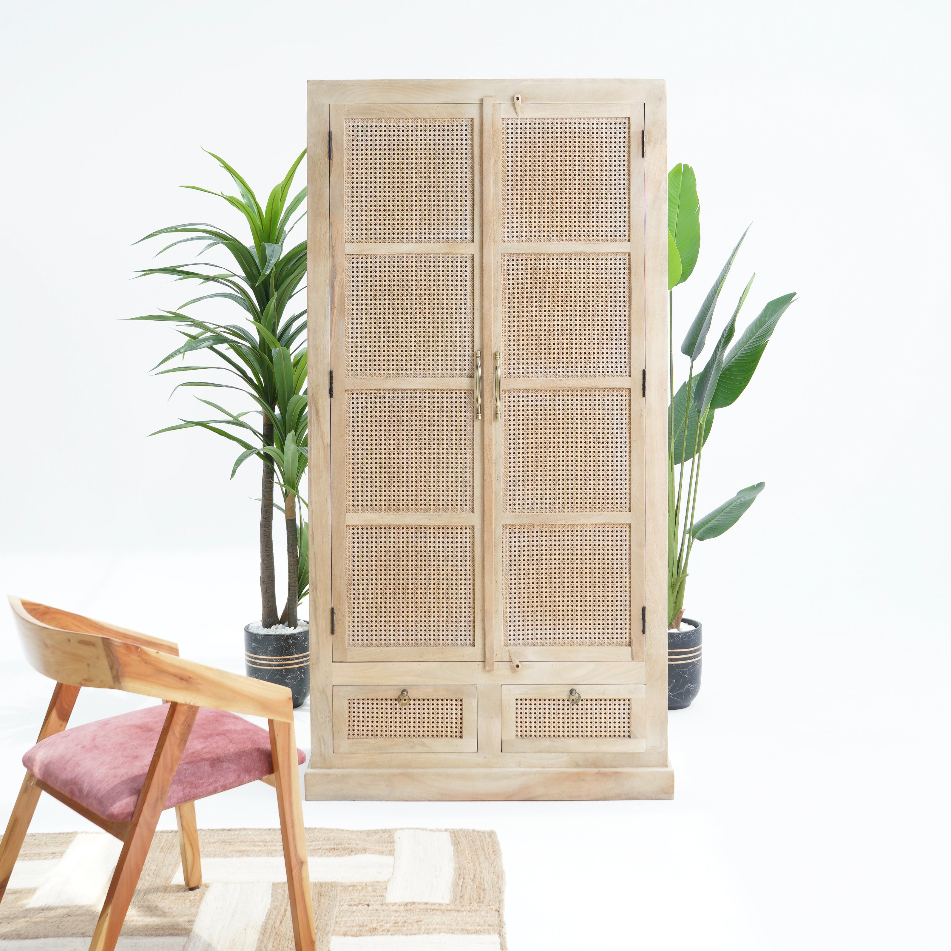 Eden Elite Two Door-Drawer Cane Cabinet