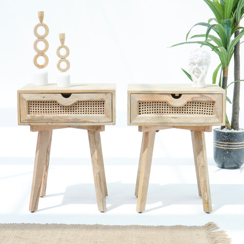 CANOVIA CANE ONE DRAWER NIGHTSTAND TABLE
