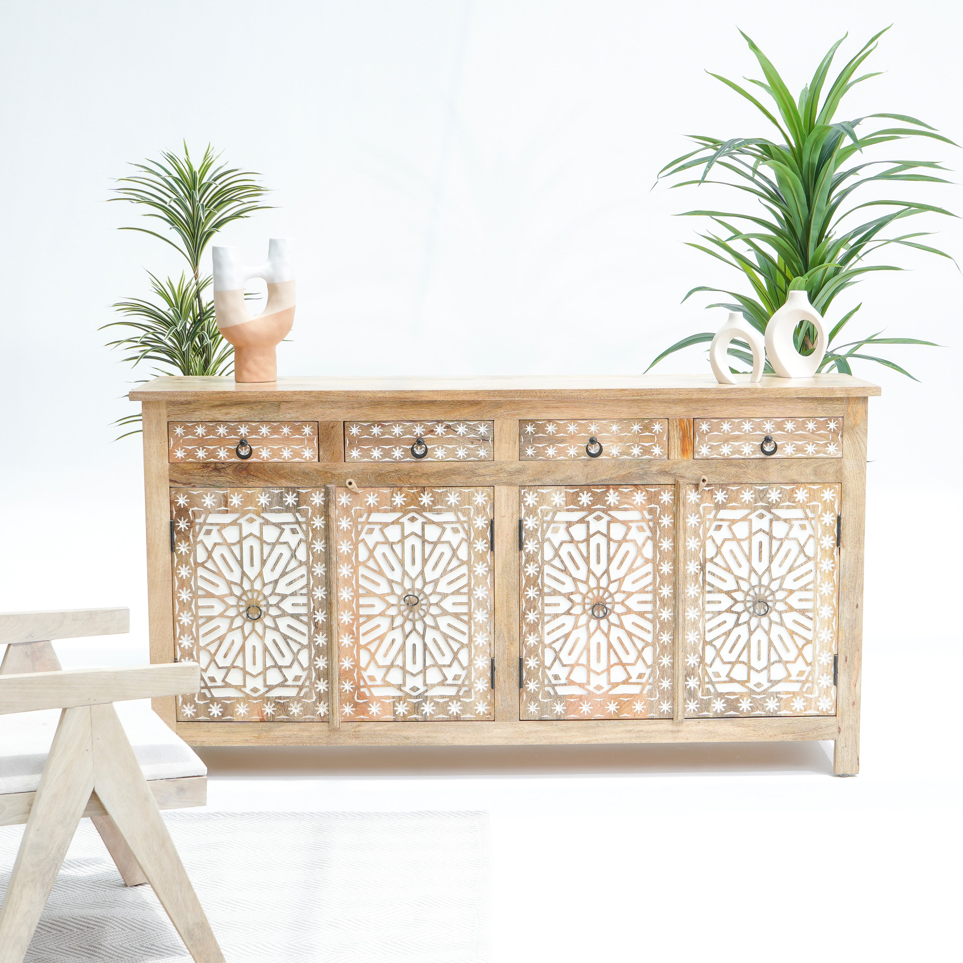 IVORY four door four Drawer sideboard