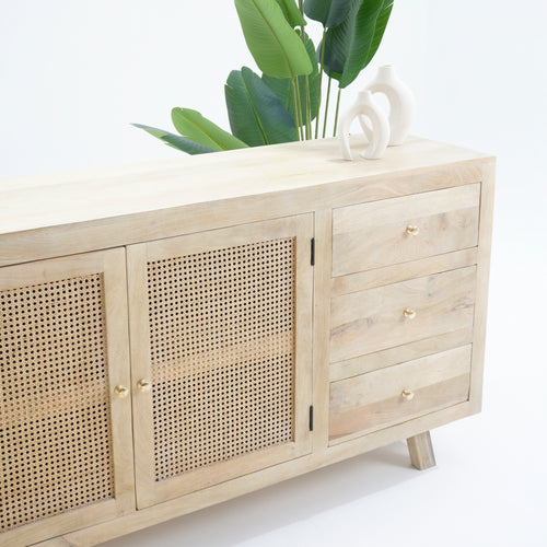 CANOVIA CANE TWO DOOR THREE DRAWER SIDEBOARD