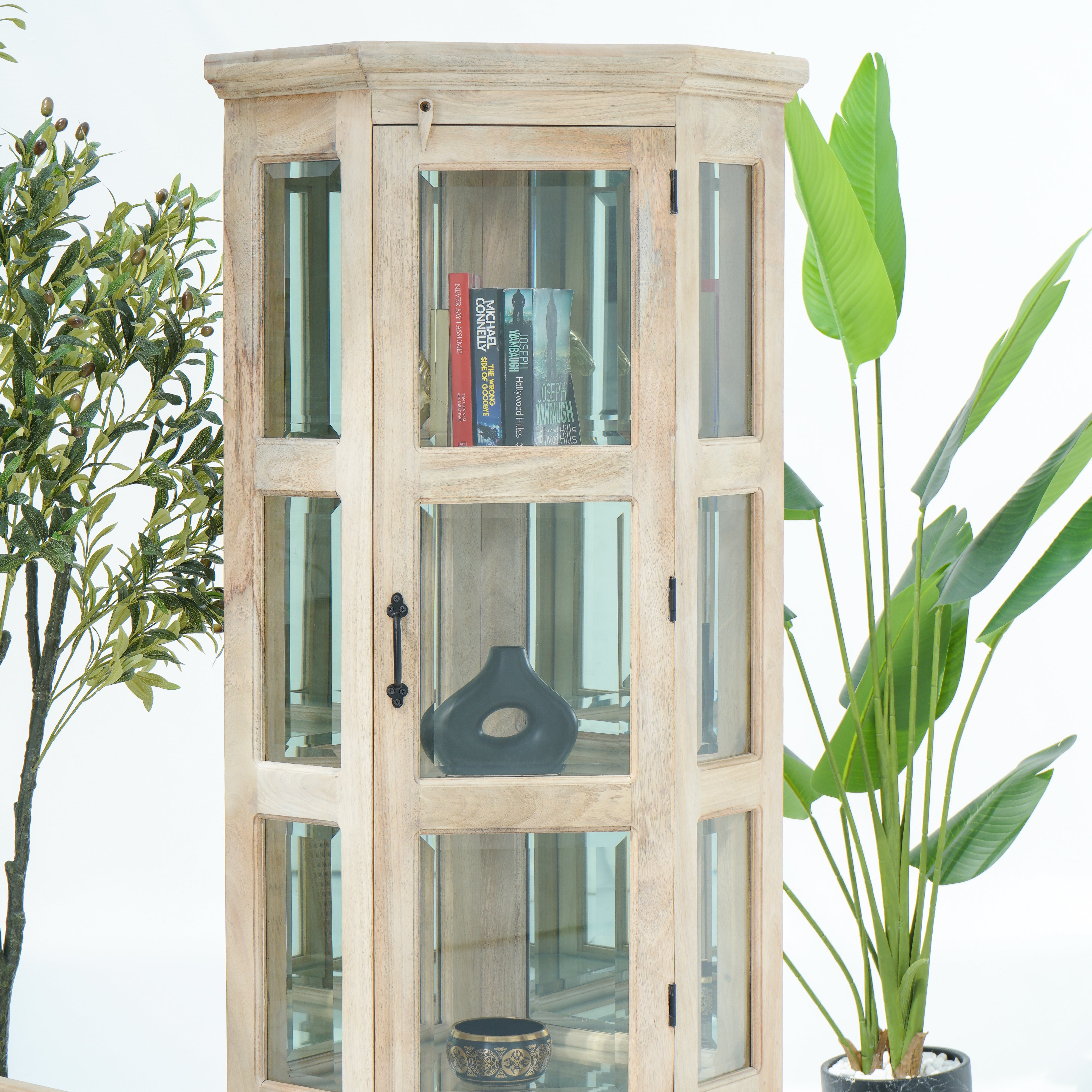 MANGO EDGE GLASS CORNER CABINET