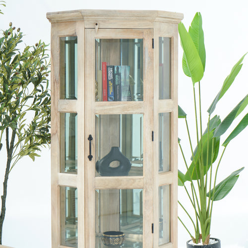 MANGO EDGE GLASS CORNER CABINET