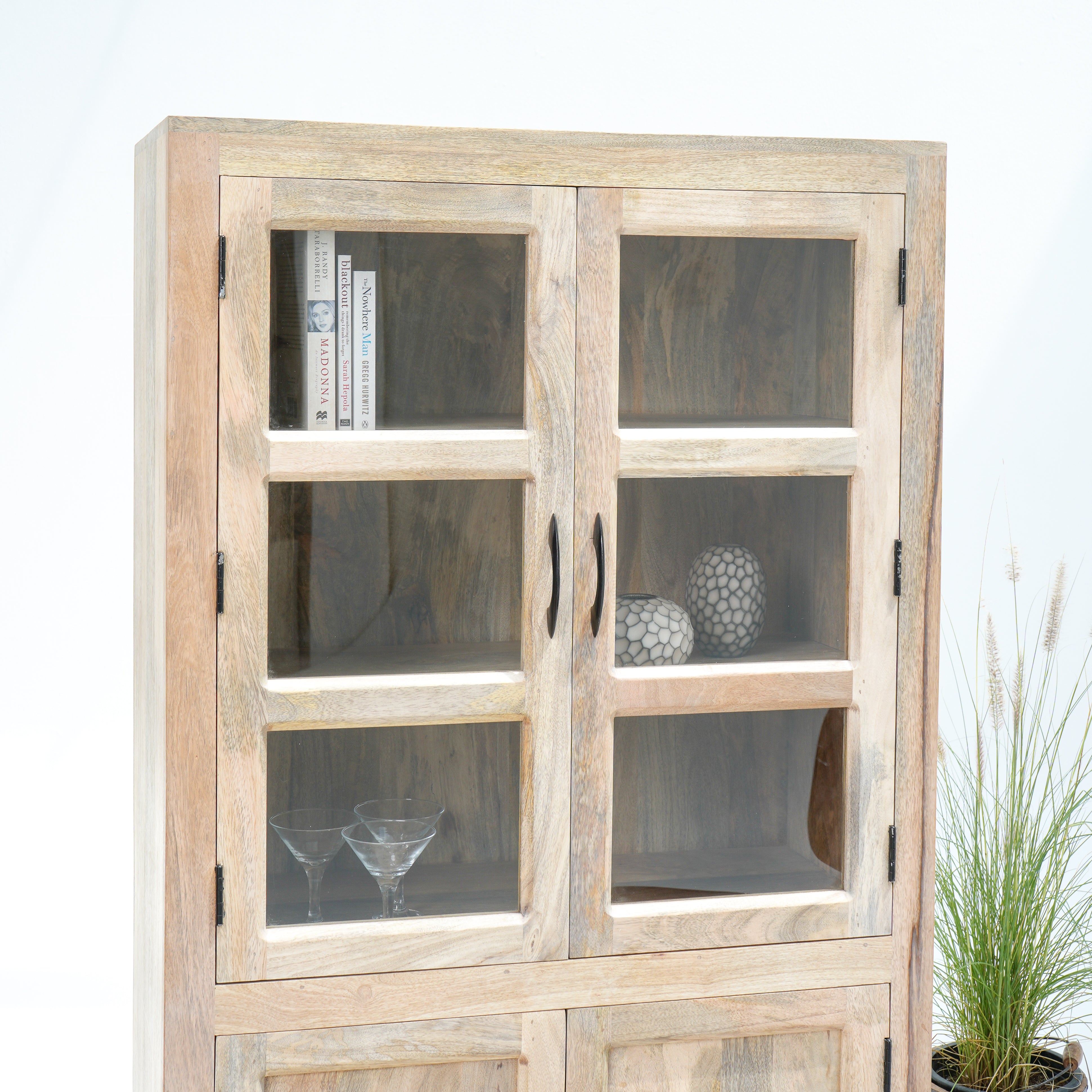 Masterpiece Two Glass-Two Wooden Door Cabinet