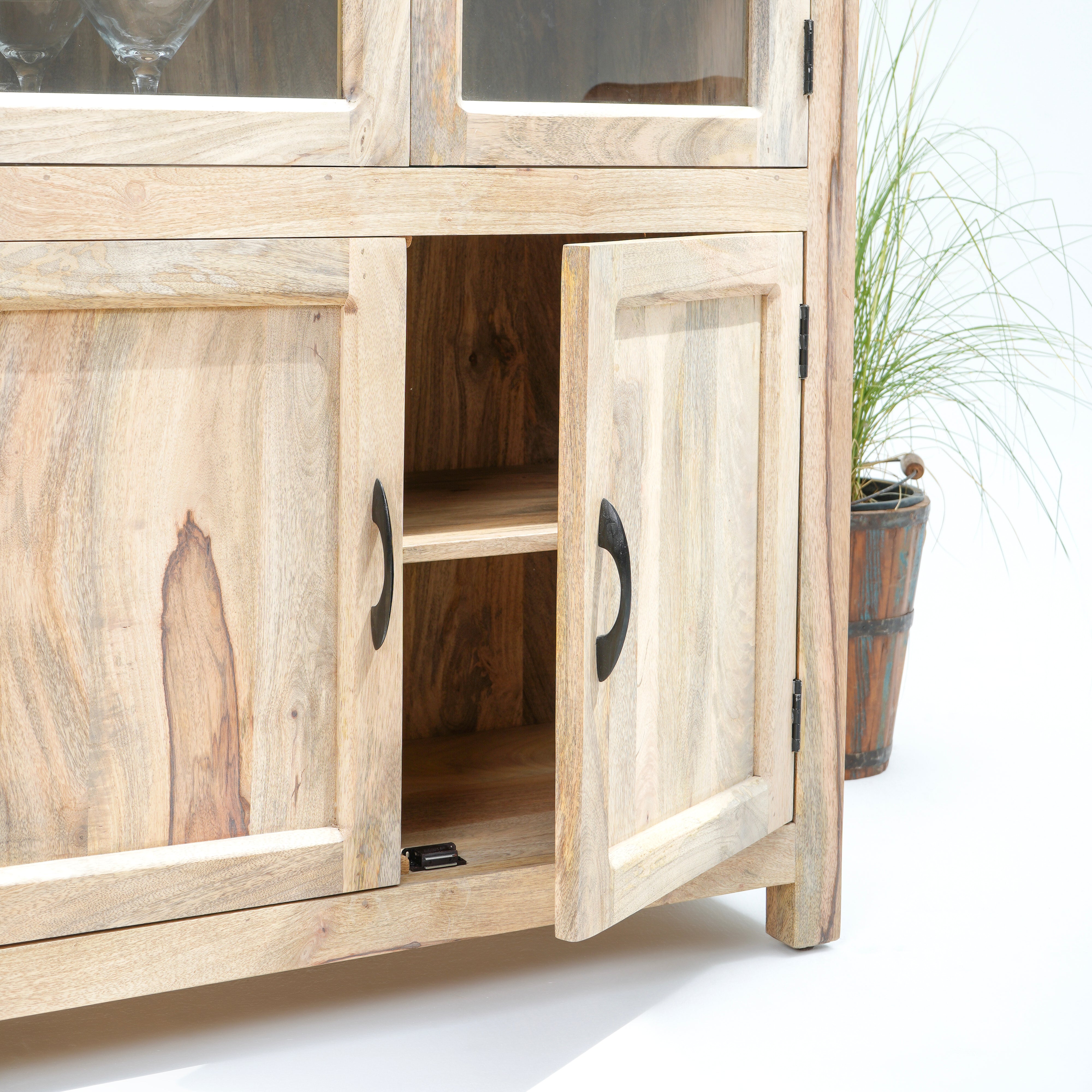 Masterpiece Two Glass-Two Wooden Door Cabinet