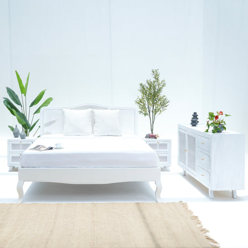CANOVIA CANE WHITE WASH BED