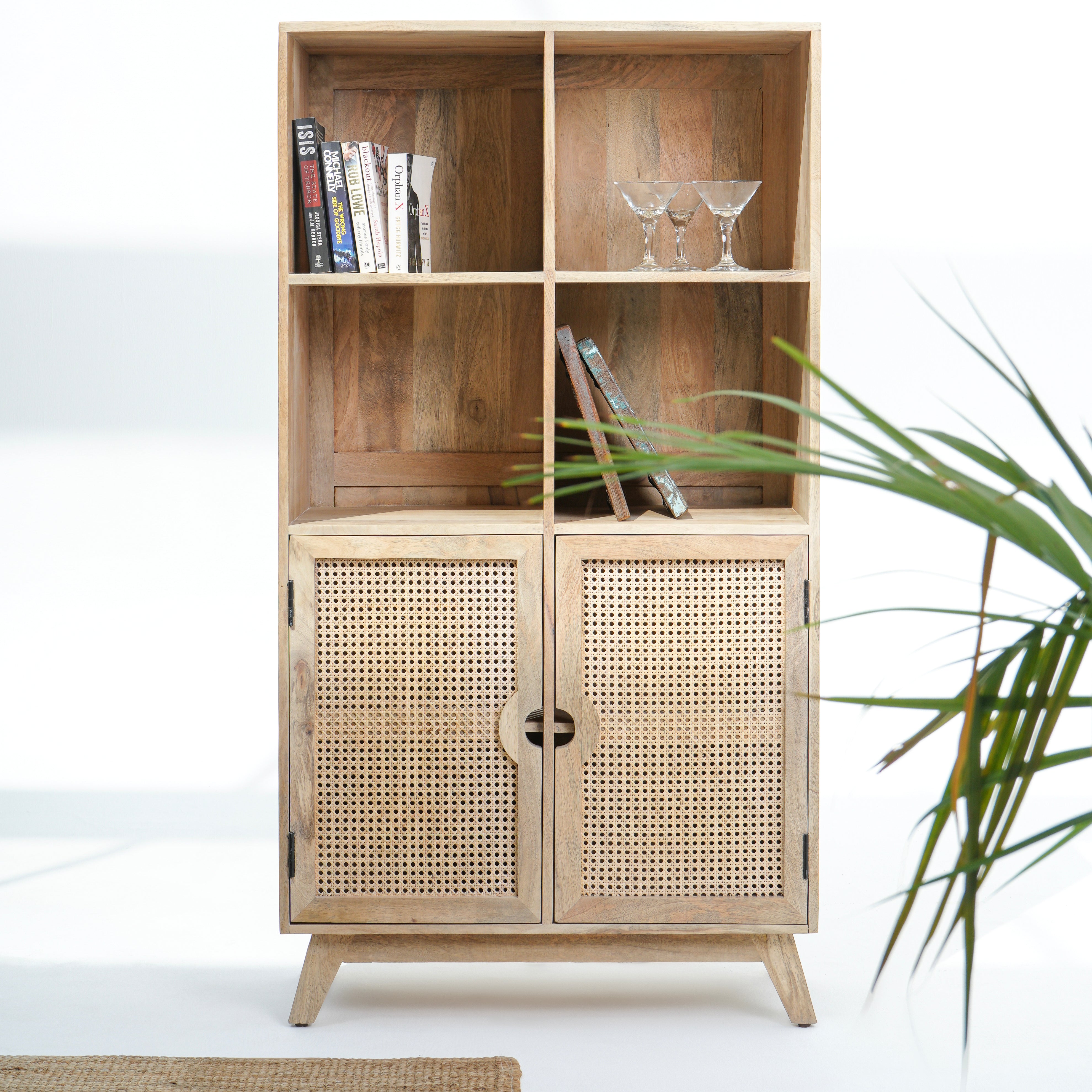 Parisian Cane Two-Door Bookshelf