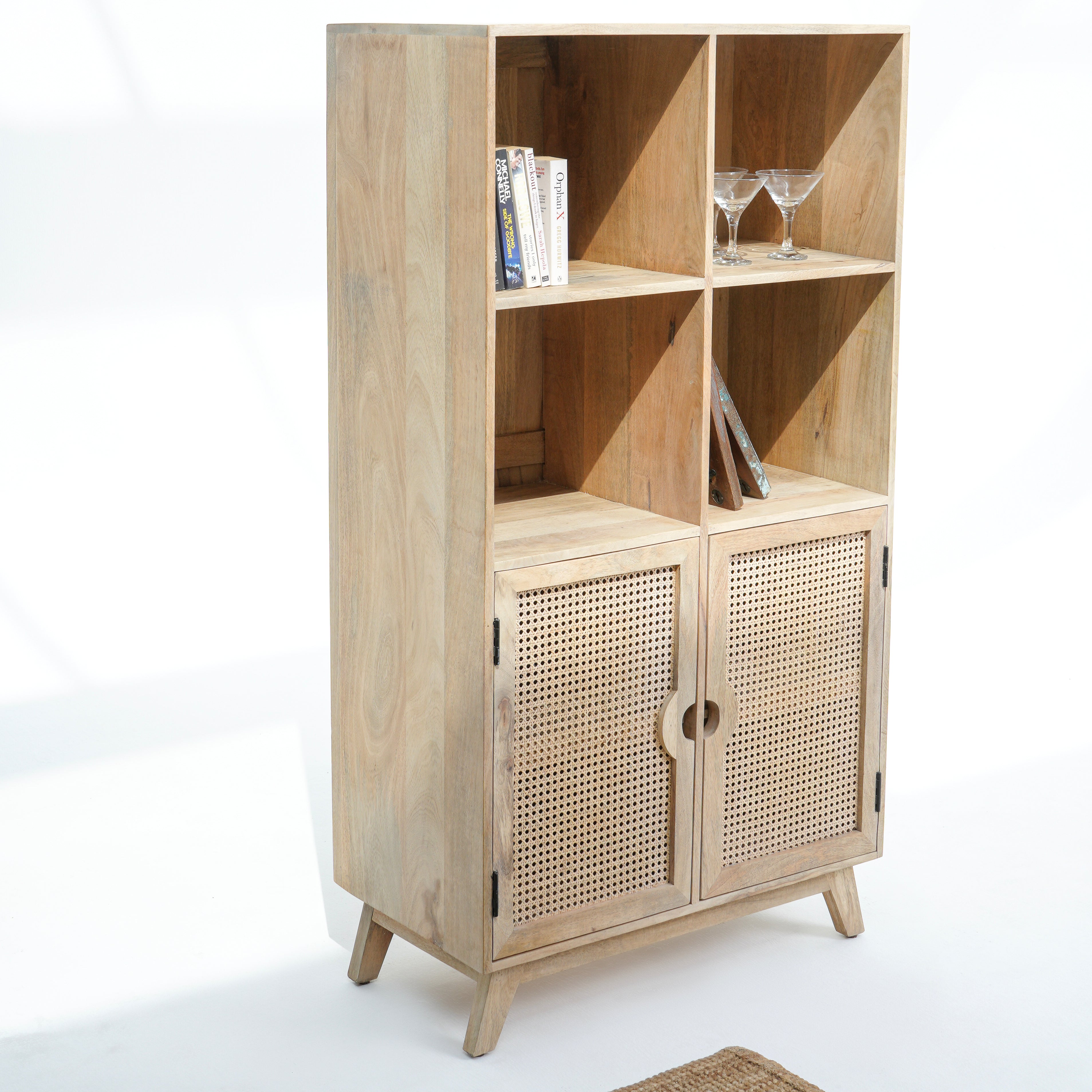 Parisian Cane Two-Door Bookshelf