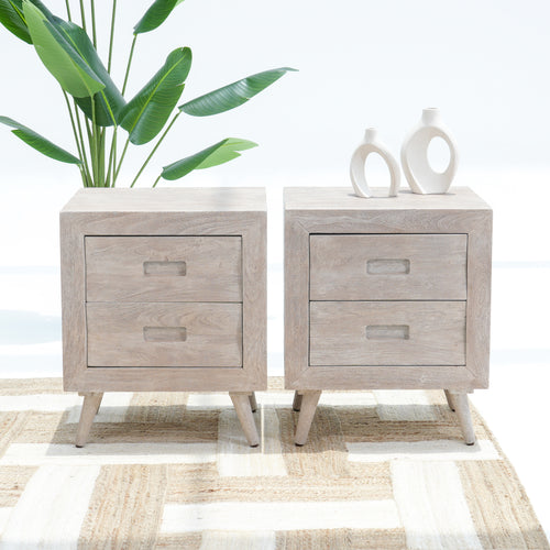 WHISPERING TWO DRAWER BEDSIDE TABLE