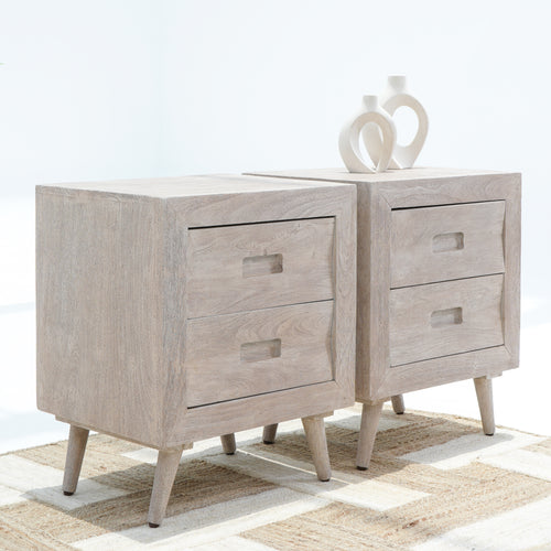 WHISPERING TWO DRAWER BEDSIDE TABLE