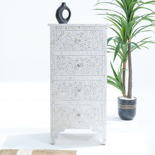 FOUR DRAWER WHITE MOP SINGLE DRAW CHEST