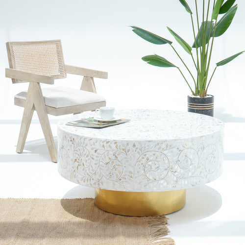 MOP WHITE ROUND COFFEE TABLE