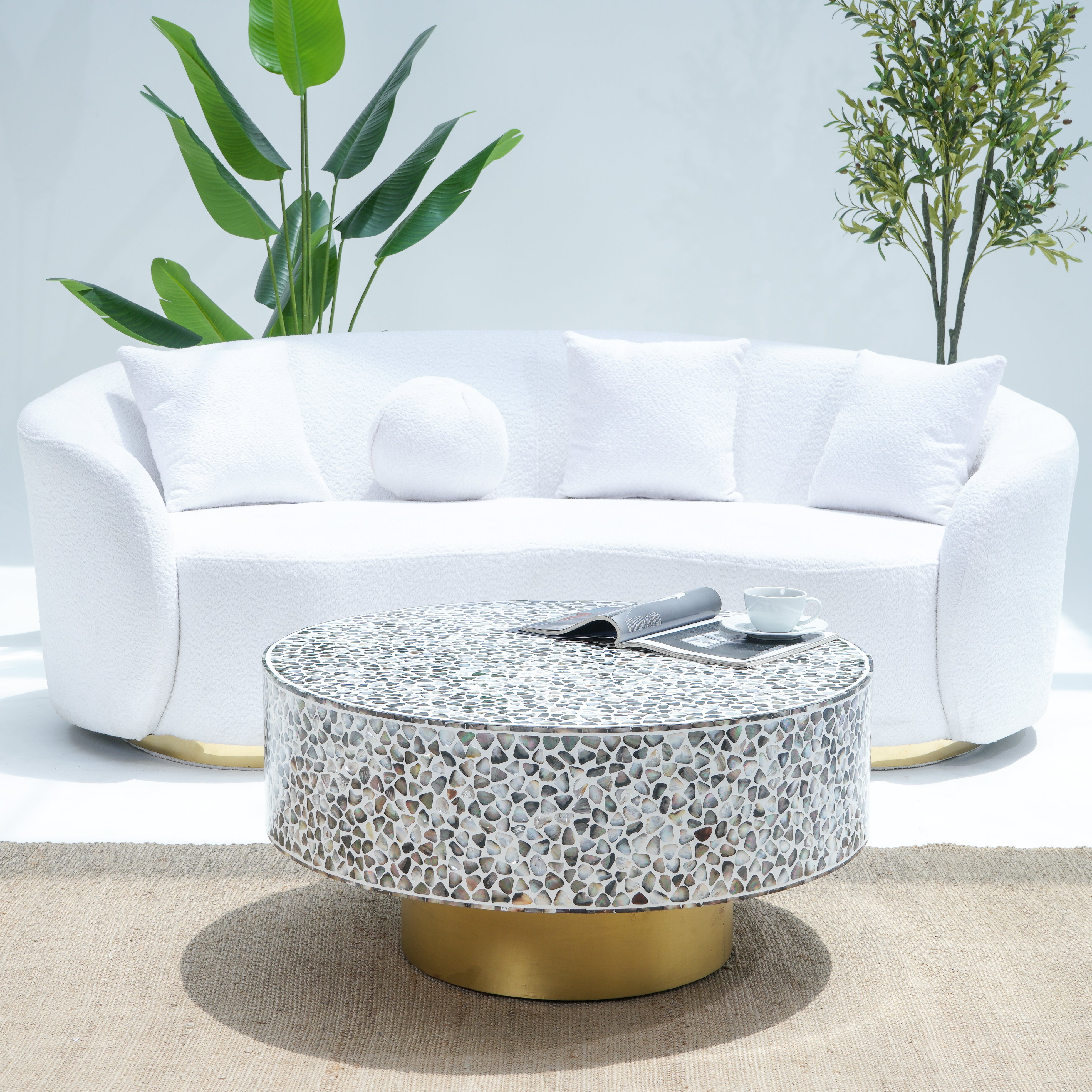 MOP WHITE ROUND COFFEE TABLE