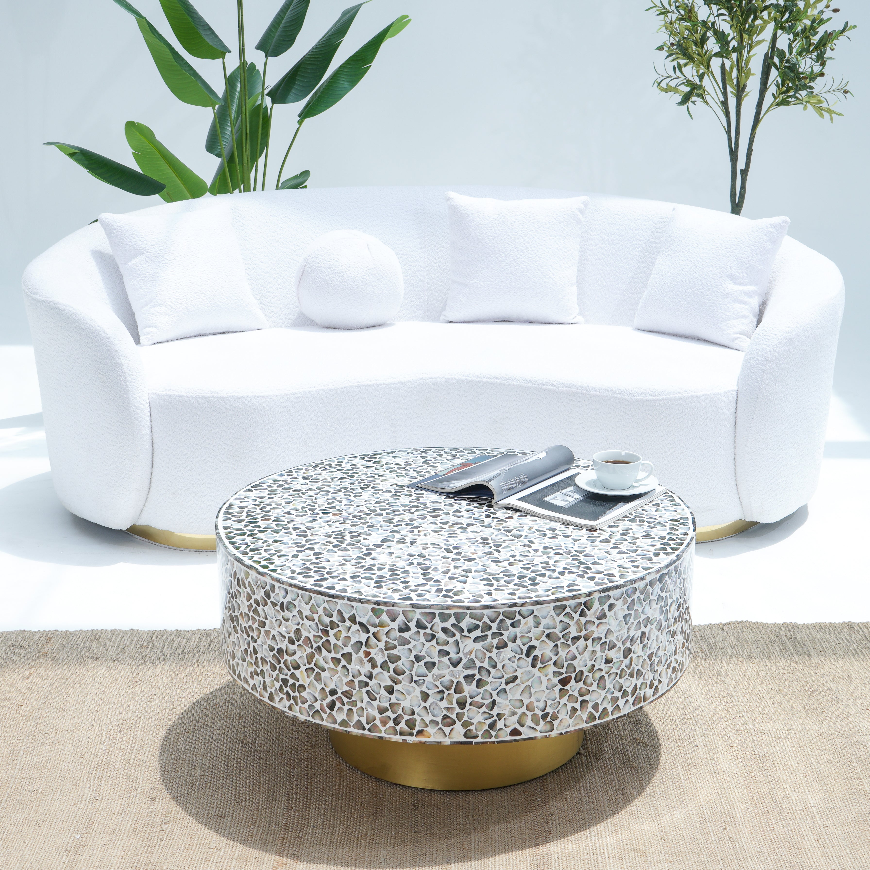 MOP WHITE ROUND COFFEE TABLE