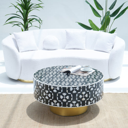 BLACK MOP ROUND COFFEE TABLE
