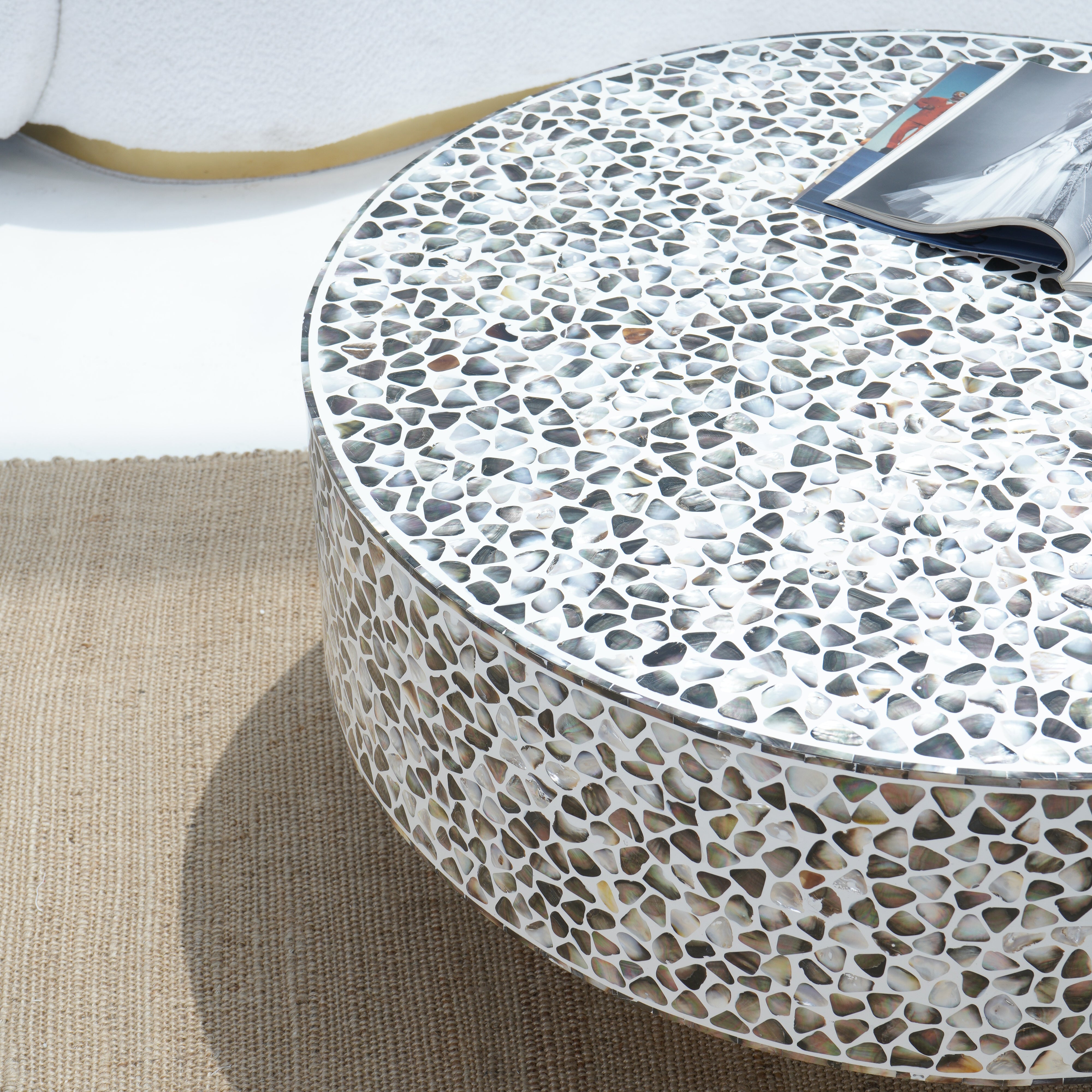 MOP WHITE ROUND COFFEE TABLE