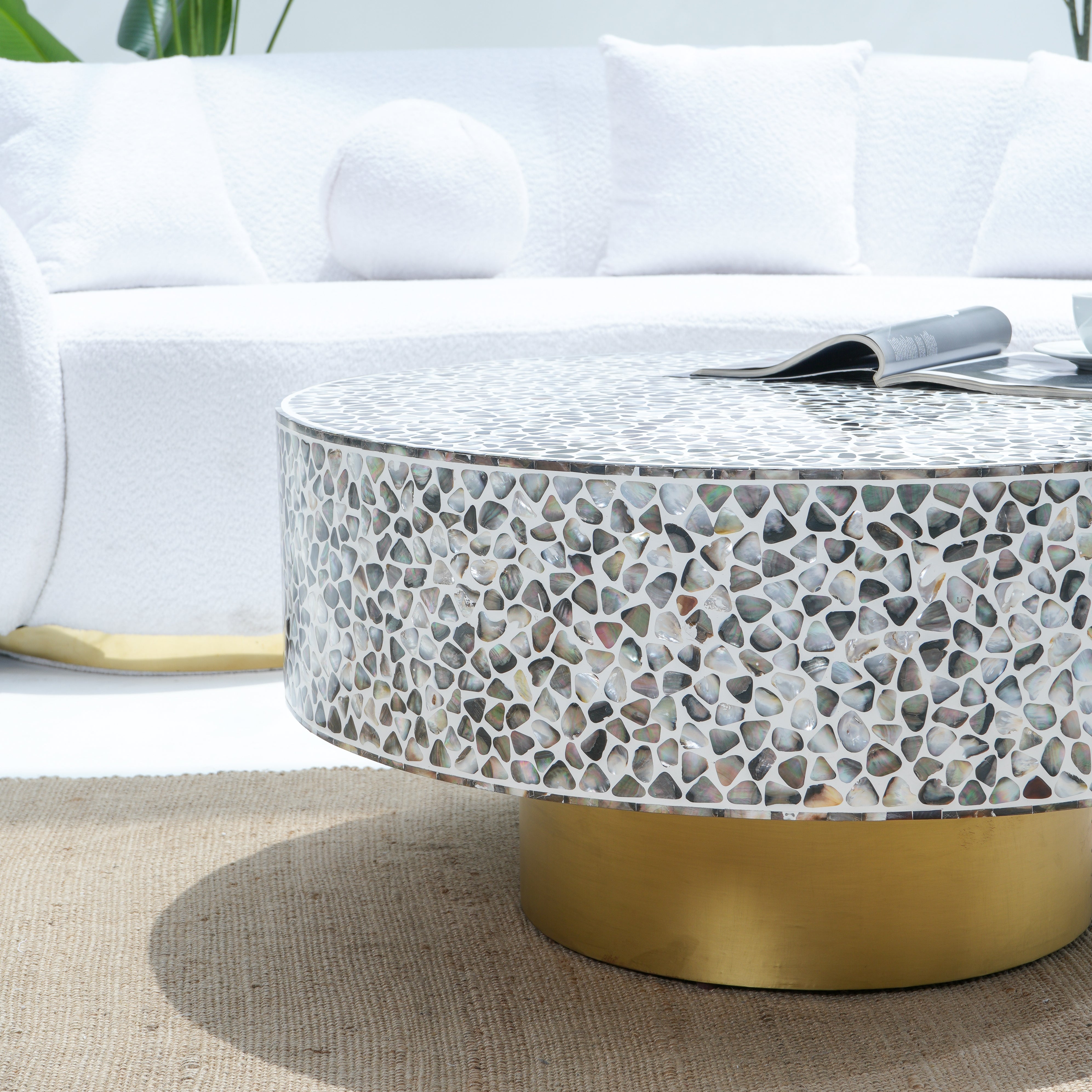 MOP WHITE ROUND COFFEE TABLE