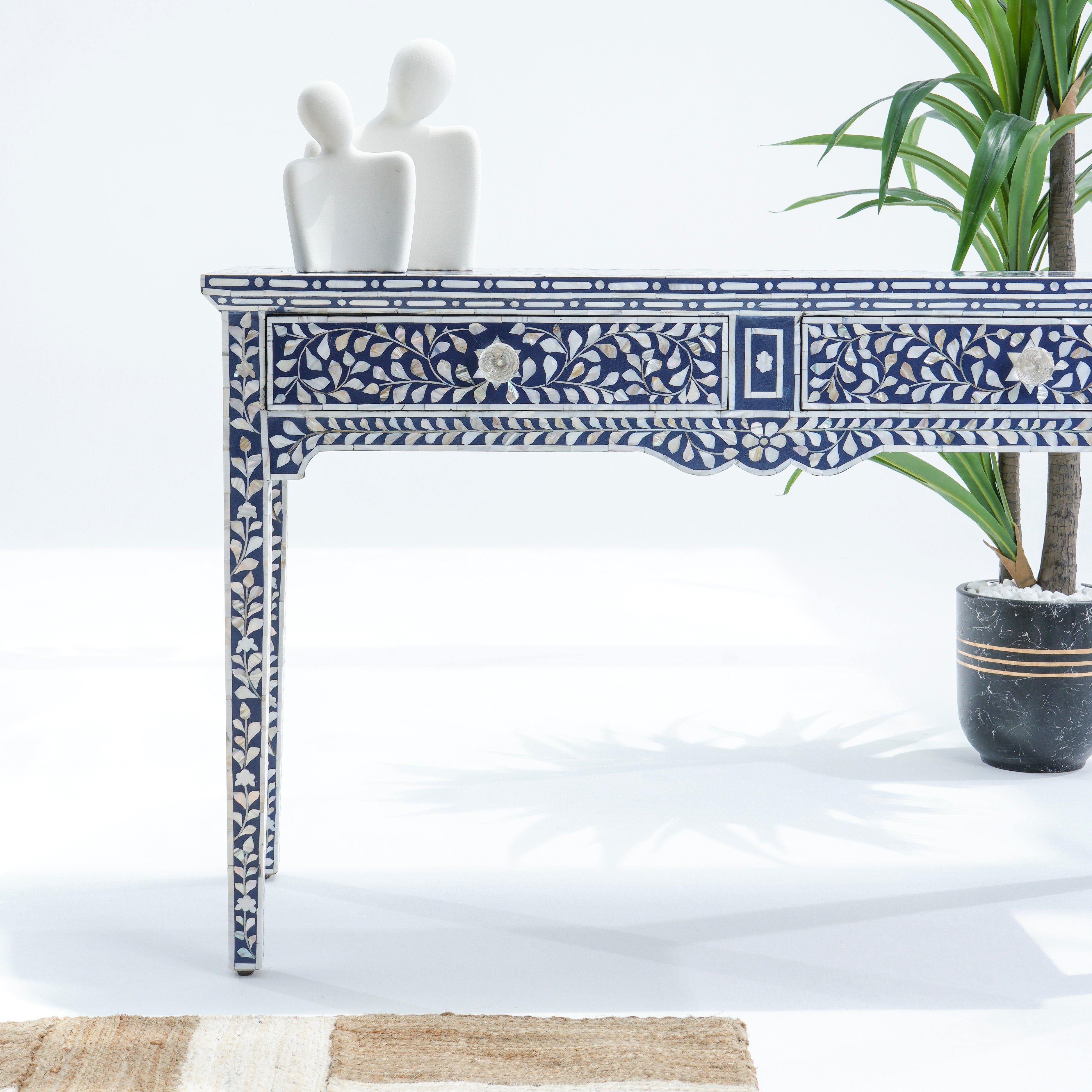 MOP TWO DRAWER NAVY BLUE CONSOLE