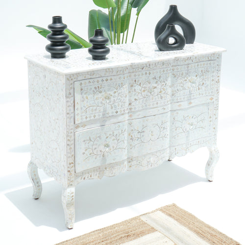 TWO DRAWER  WHITE MOP CHEST OF DRAWER