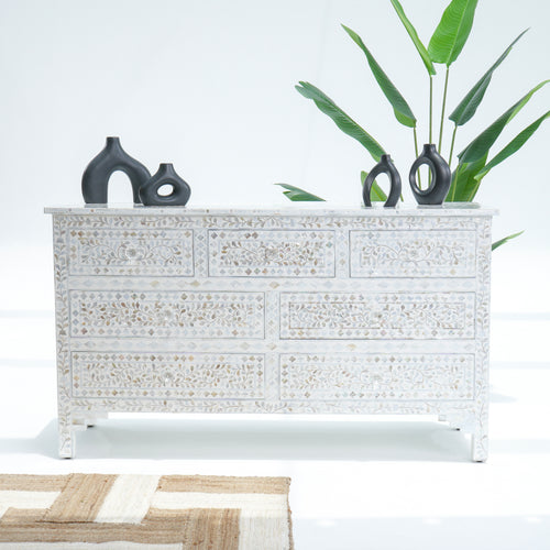 SEVEN DRAWER WHITE MOP DRAW-CHEST