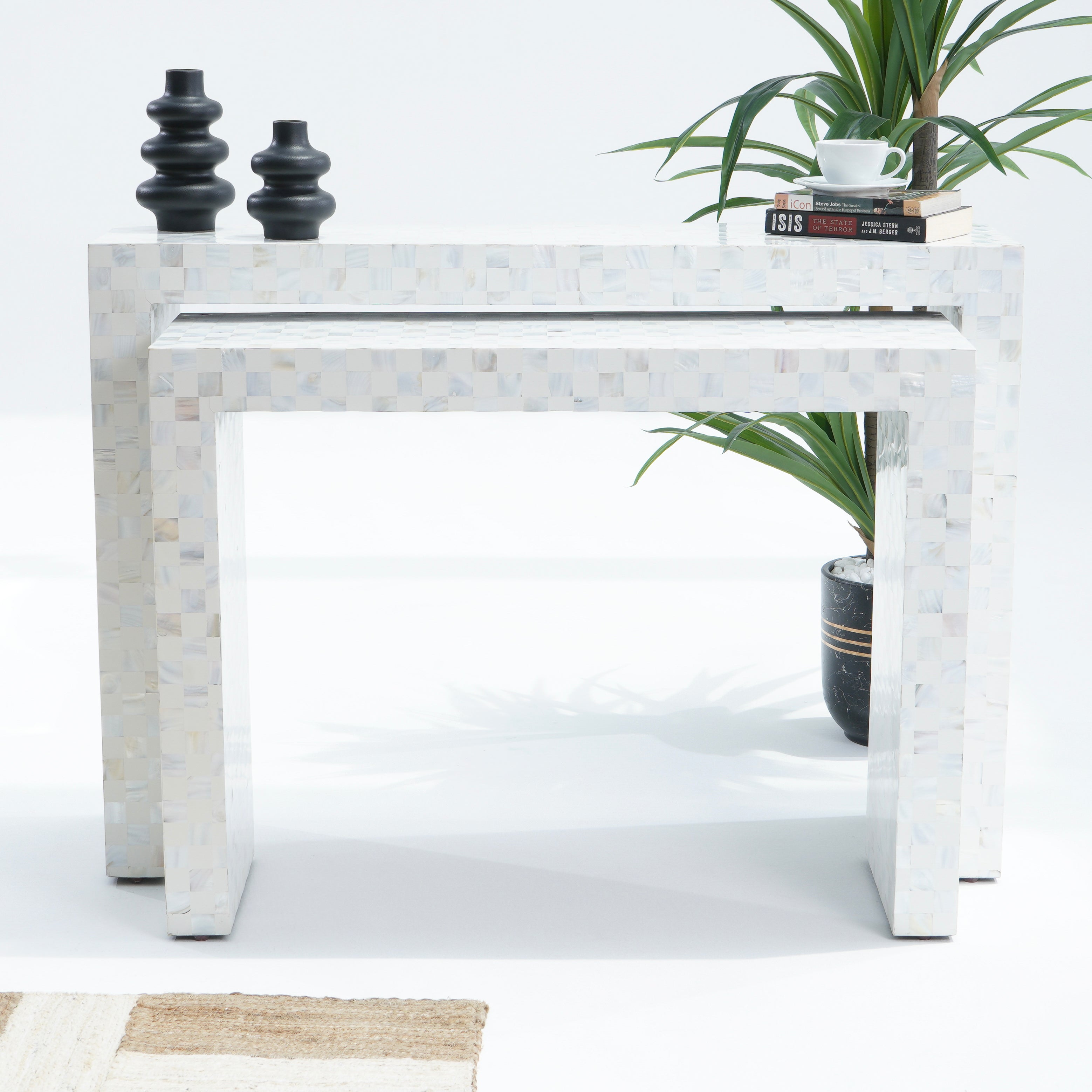 MOP U SHAPE WHITE CONSOLE SET OF TWO
