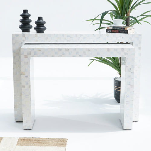 MOP U SHAPE WHITE CONSOLE SET OF TWO