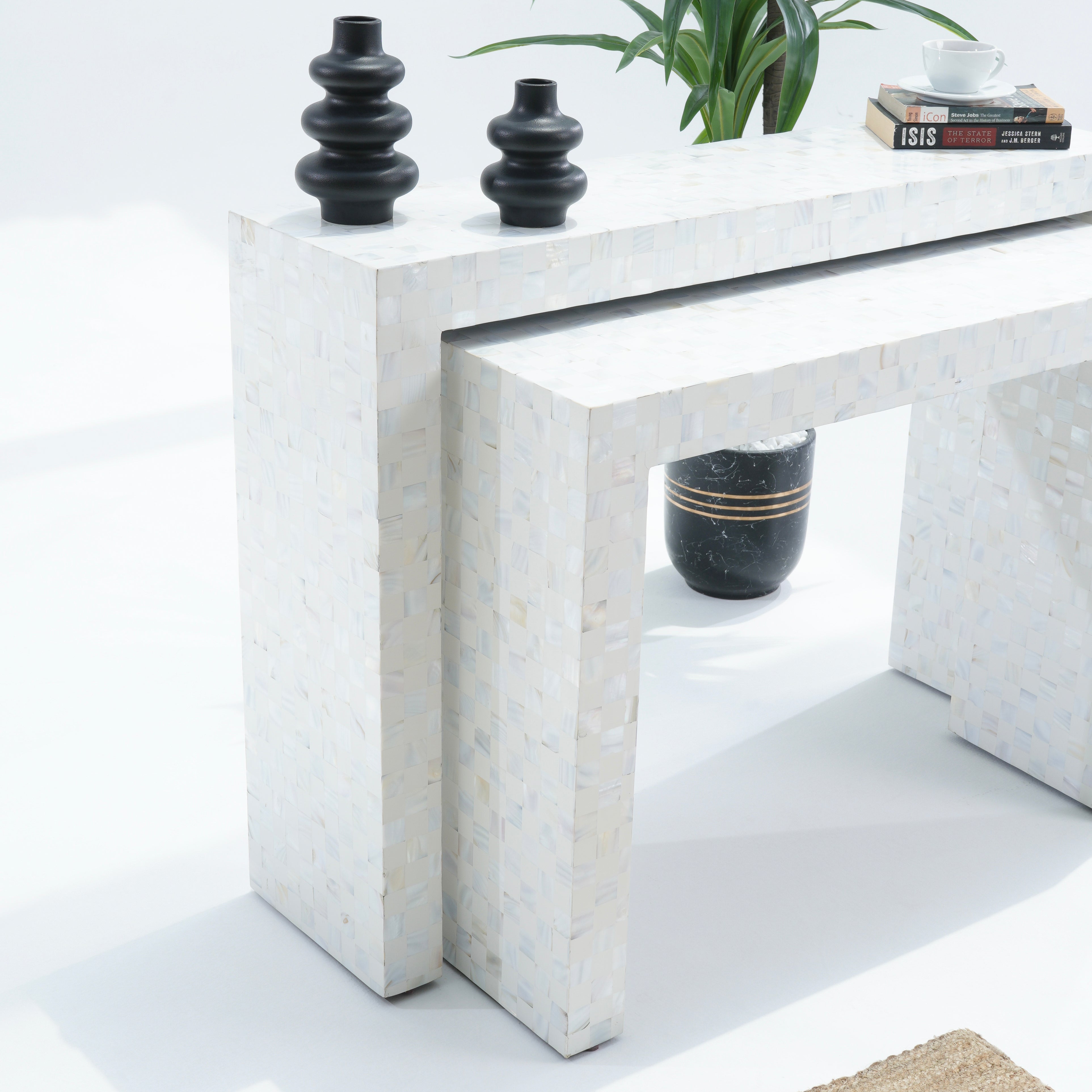 MOP U SHAPE WHITE CONSOLE SET OF TWO