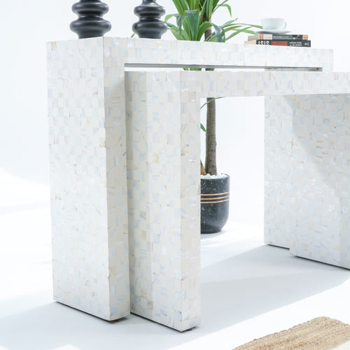 MOP U SHAPE WHITE CONSOLE SET OF TWO