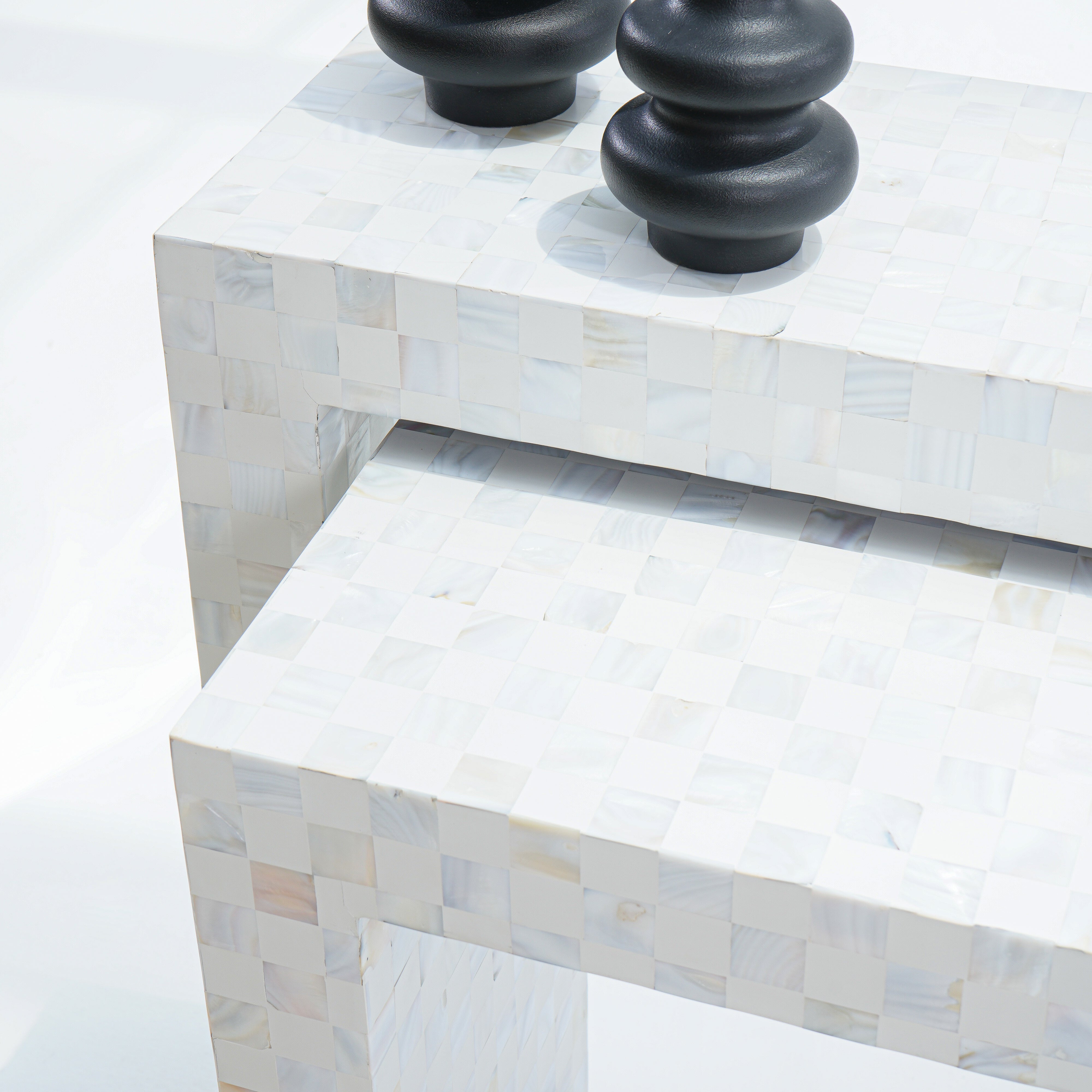 MOP U SHAPE WHITE CONSOLE SET OF TWO