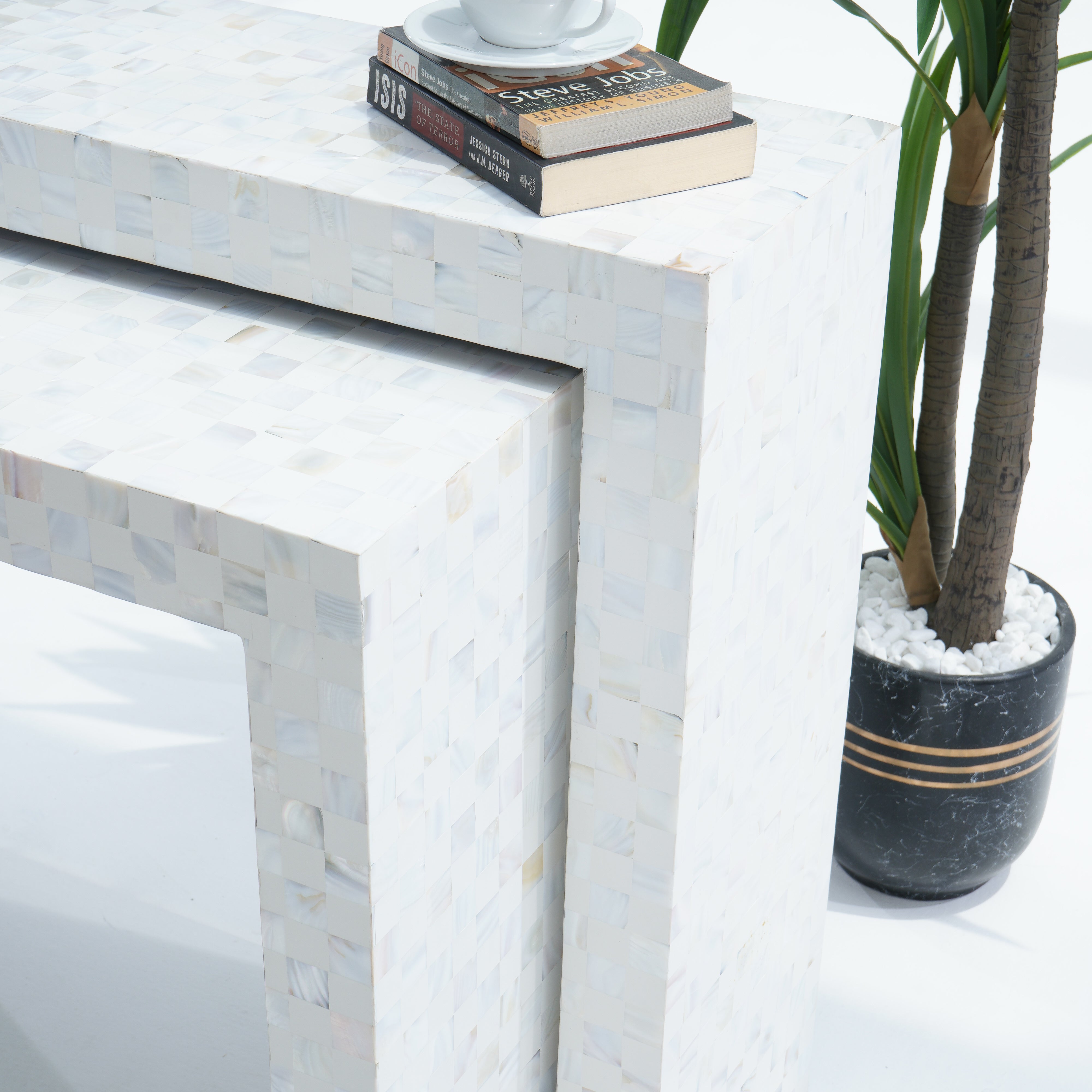 MOP U SHAPE WHITE CONSOLE SET OF TWO