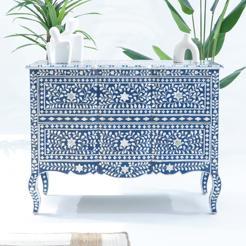 TWO DRAWER BLUE MOP DRAW CHEST
