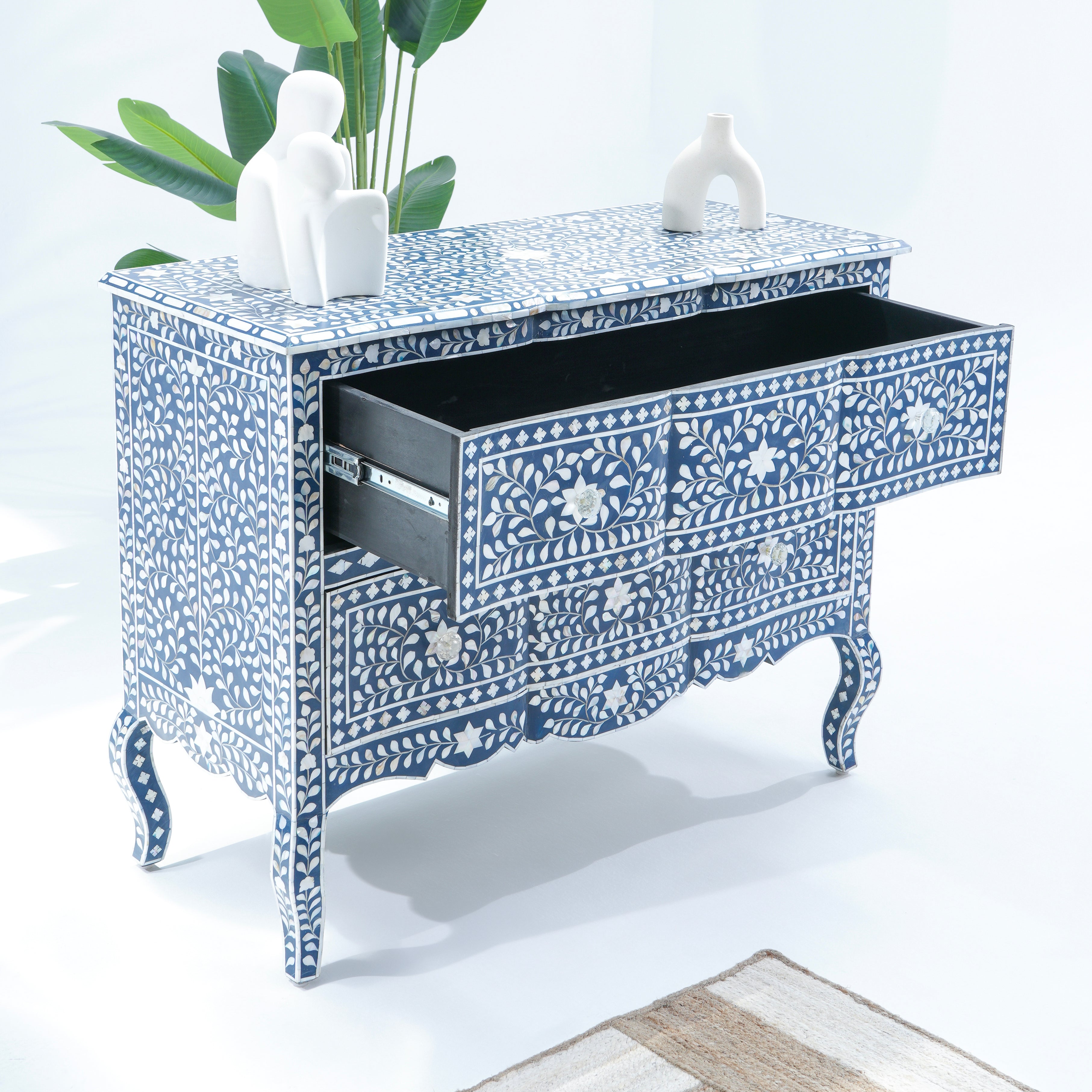 TWO DRAWER BLUE MOP DRAW CHEST