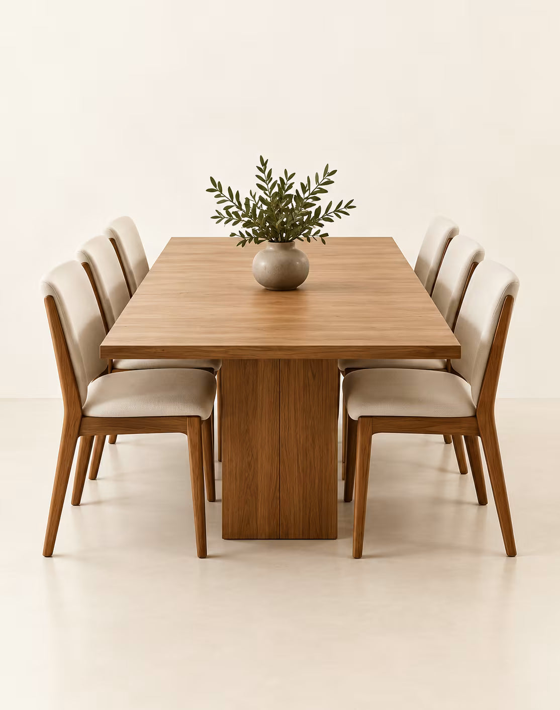 Six-seat wooden dining table