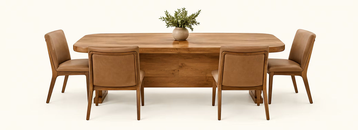 Four-seat wooden dining table set