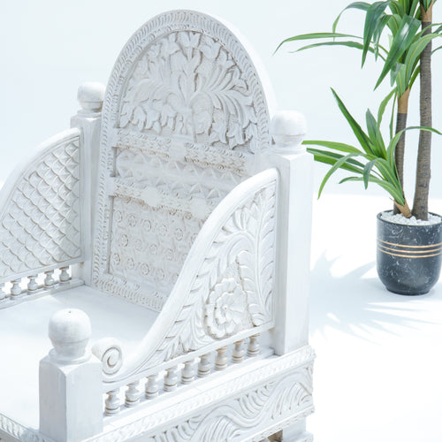 WOODEN CARVED SINGLE SEATER SOFA