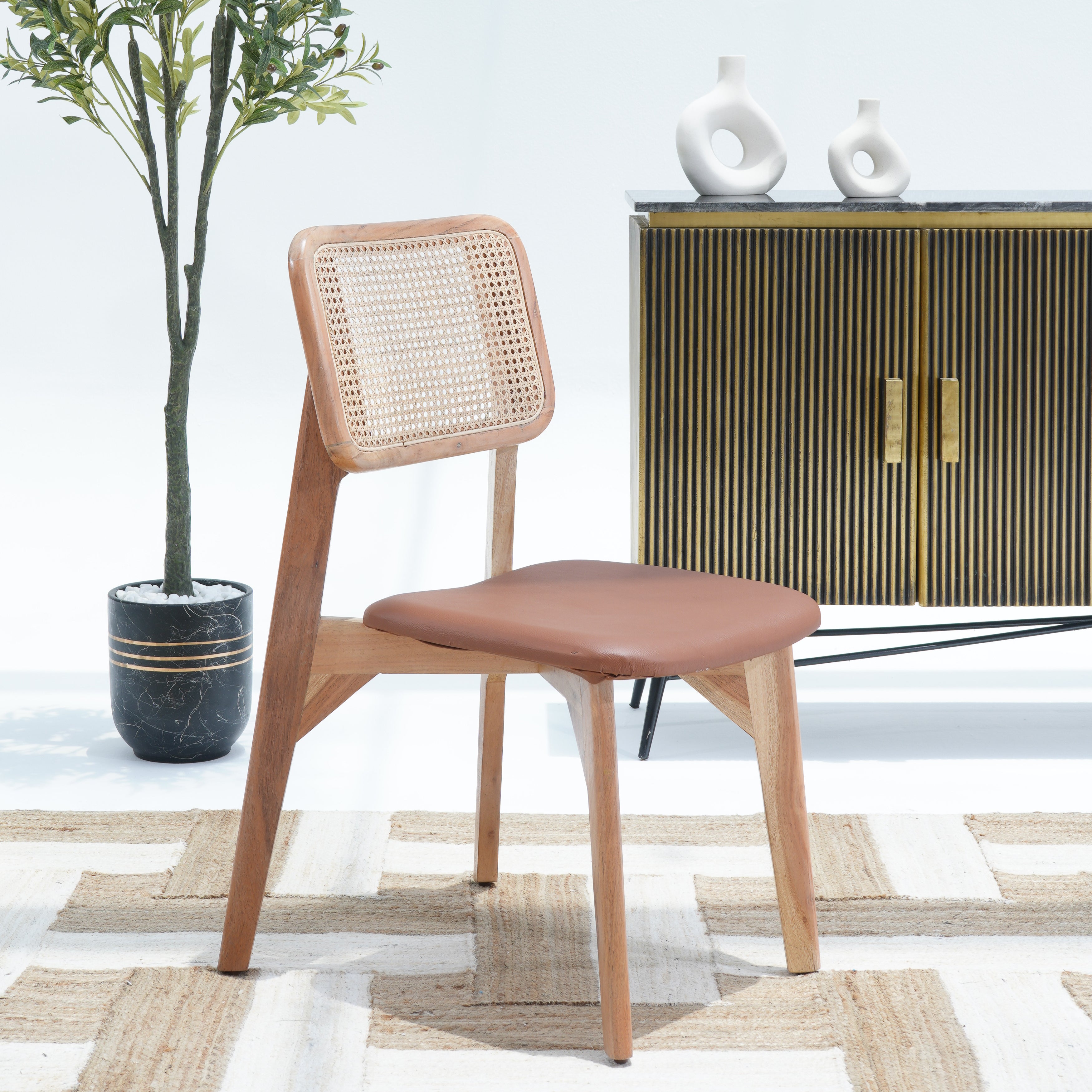 The Signature Leather Cane Chair