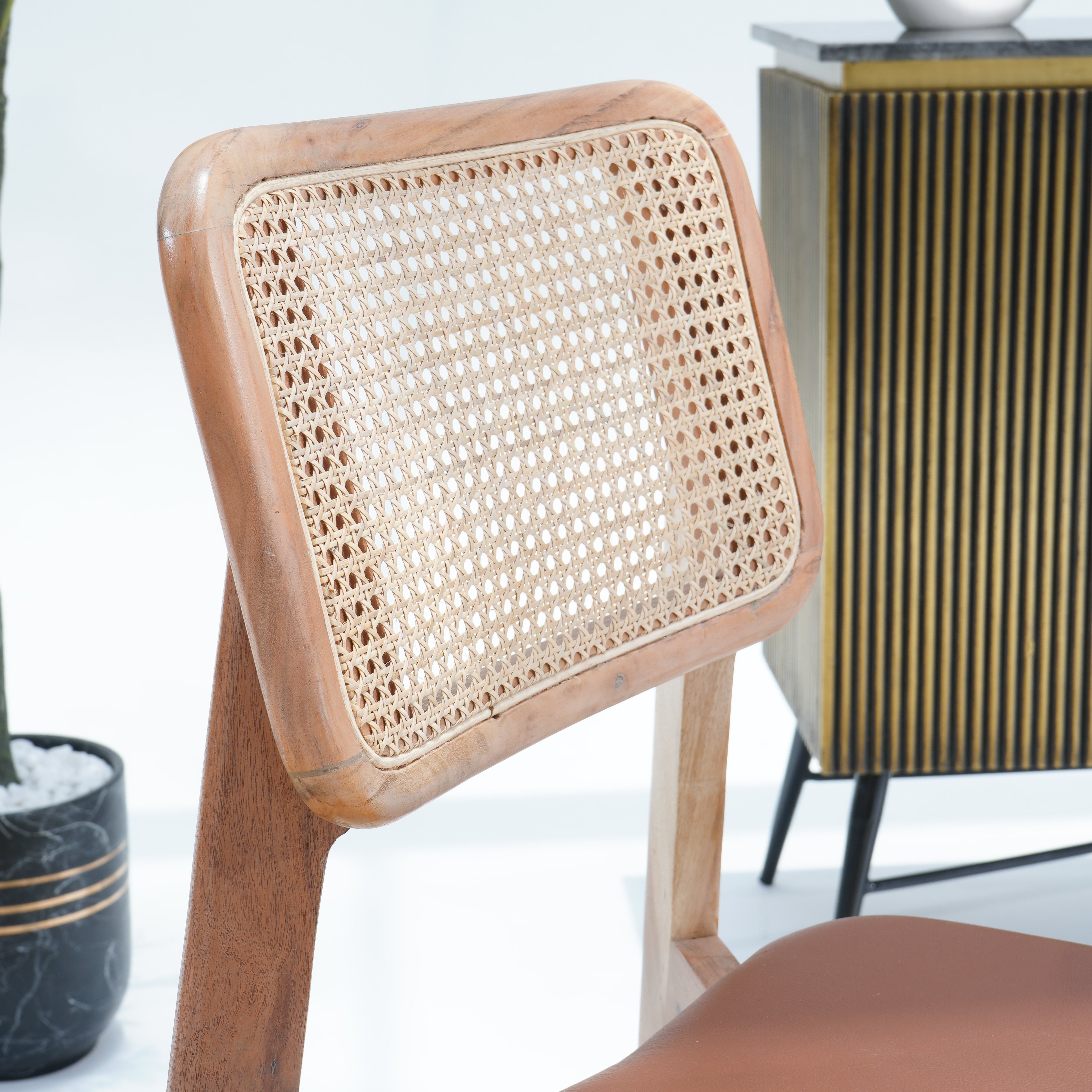The Signature Leather Cane Chair