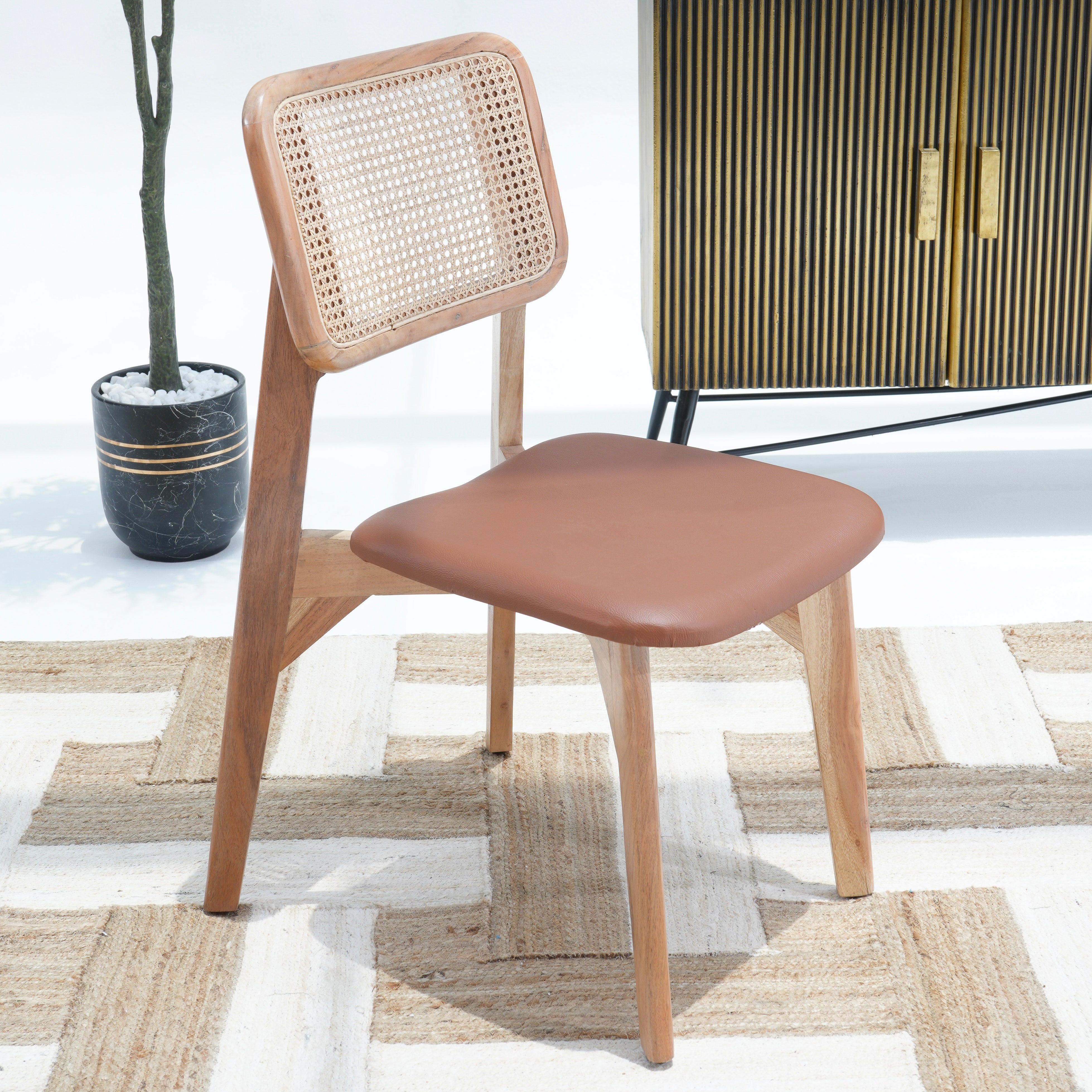 The Signature Leather Cane Chair