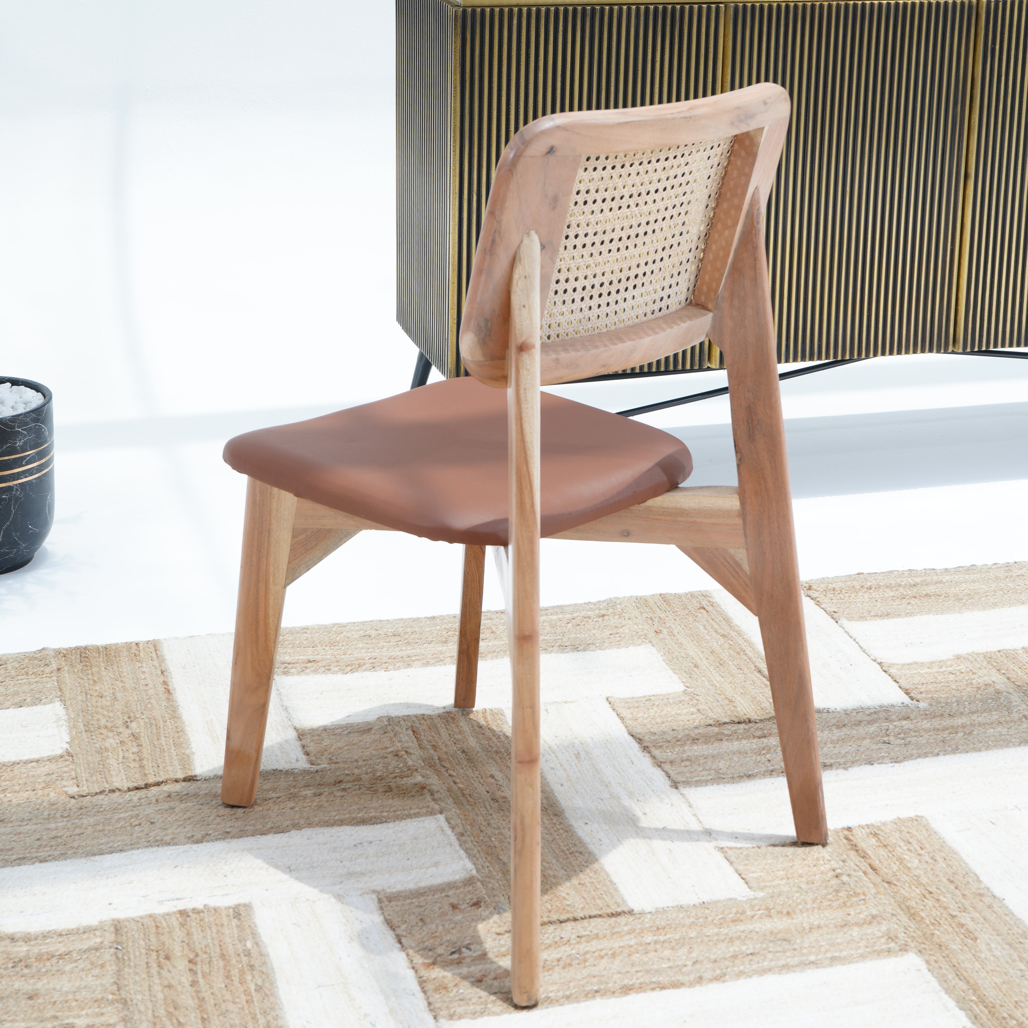 The Signature Leather Cane Chair