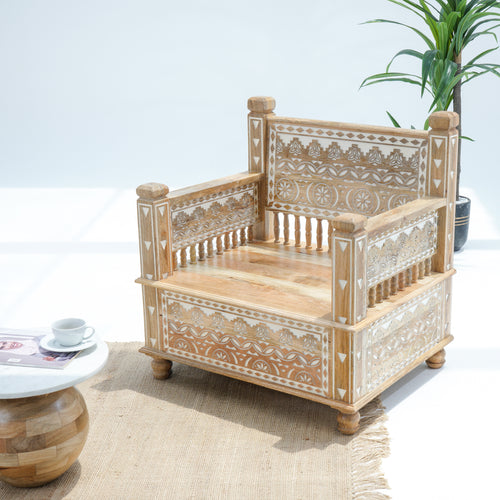 IVORY CNC DESIGN SINGLE SEATER SOFA