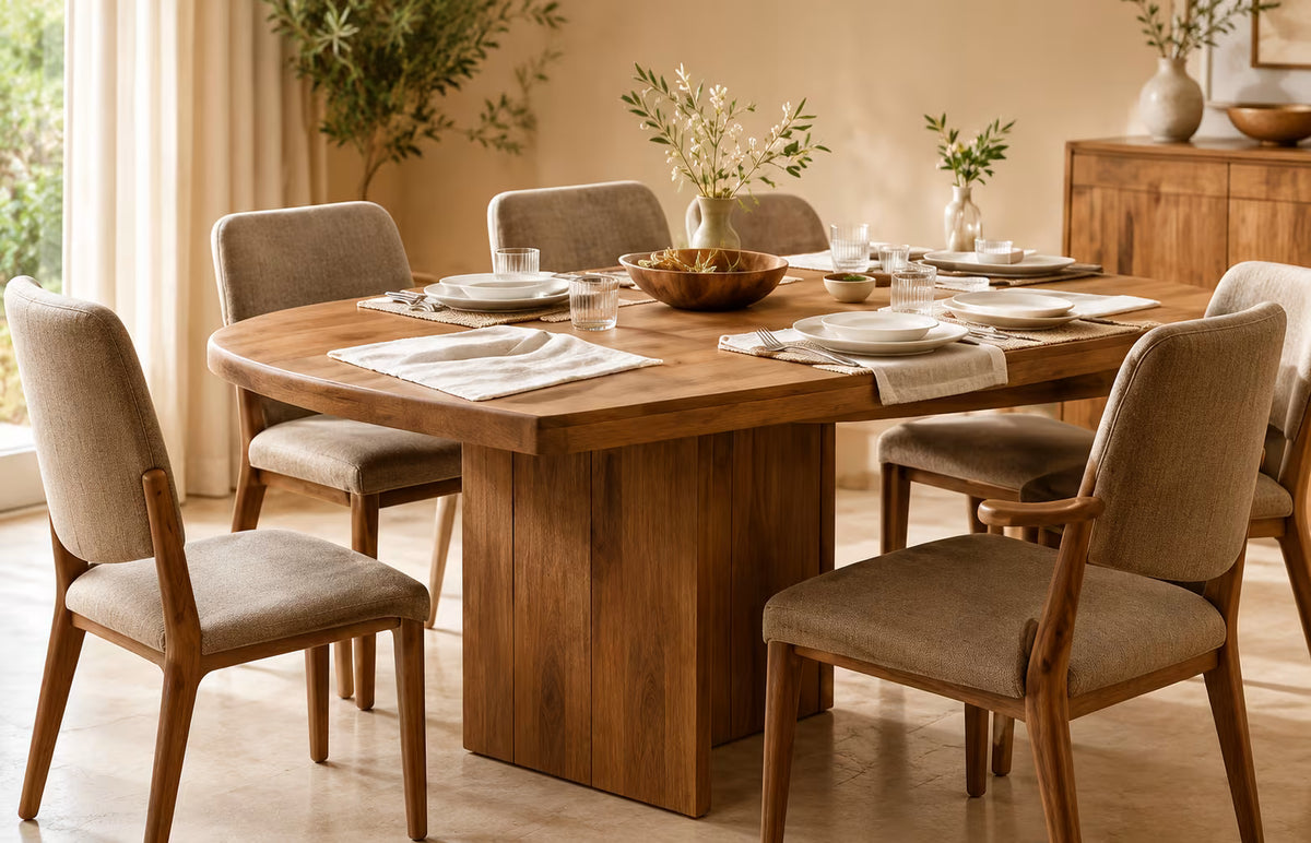 Dining table set for guests