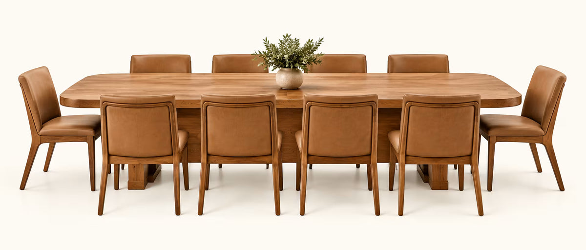 Ten-seat wooden dining table set