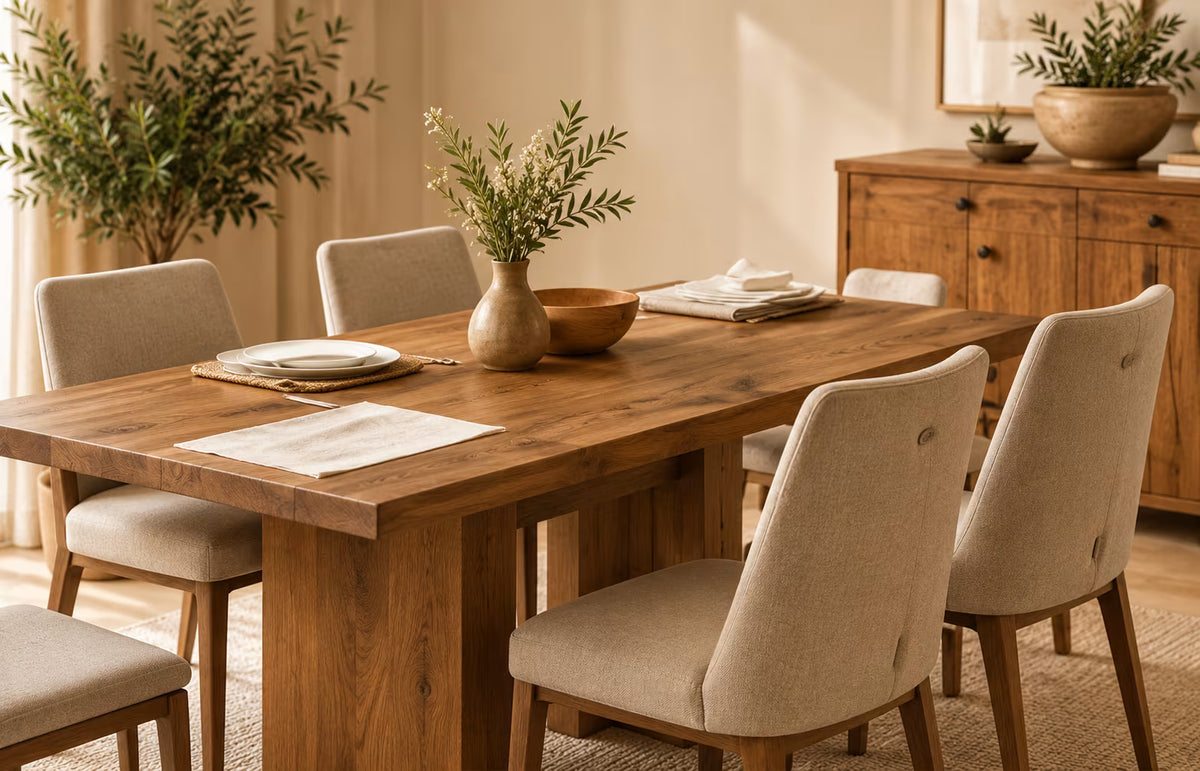 Rectangular wooden dining table