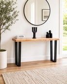 Acacia Wood Live Edge V Shape Legs Console Table - Art and craft furniture