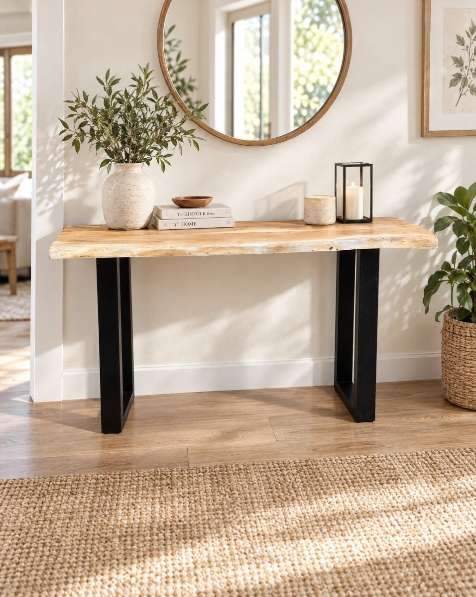 Acacia Wood U Leg Console Table - Art and craft furniture
