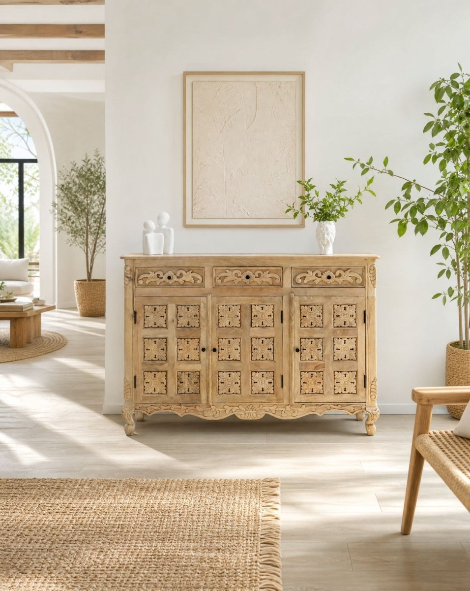 Alice 3 Door 3 Drawer Mango Wood Sideboard - Art and craft furniture