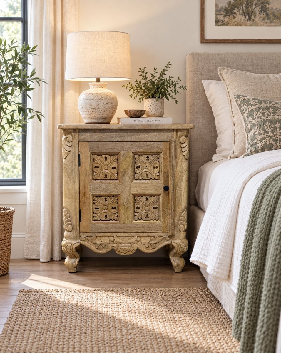 Alice Wooden Nightstand Table - Art and craft furniture