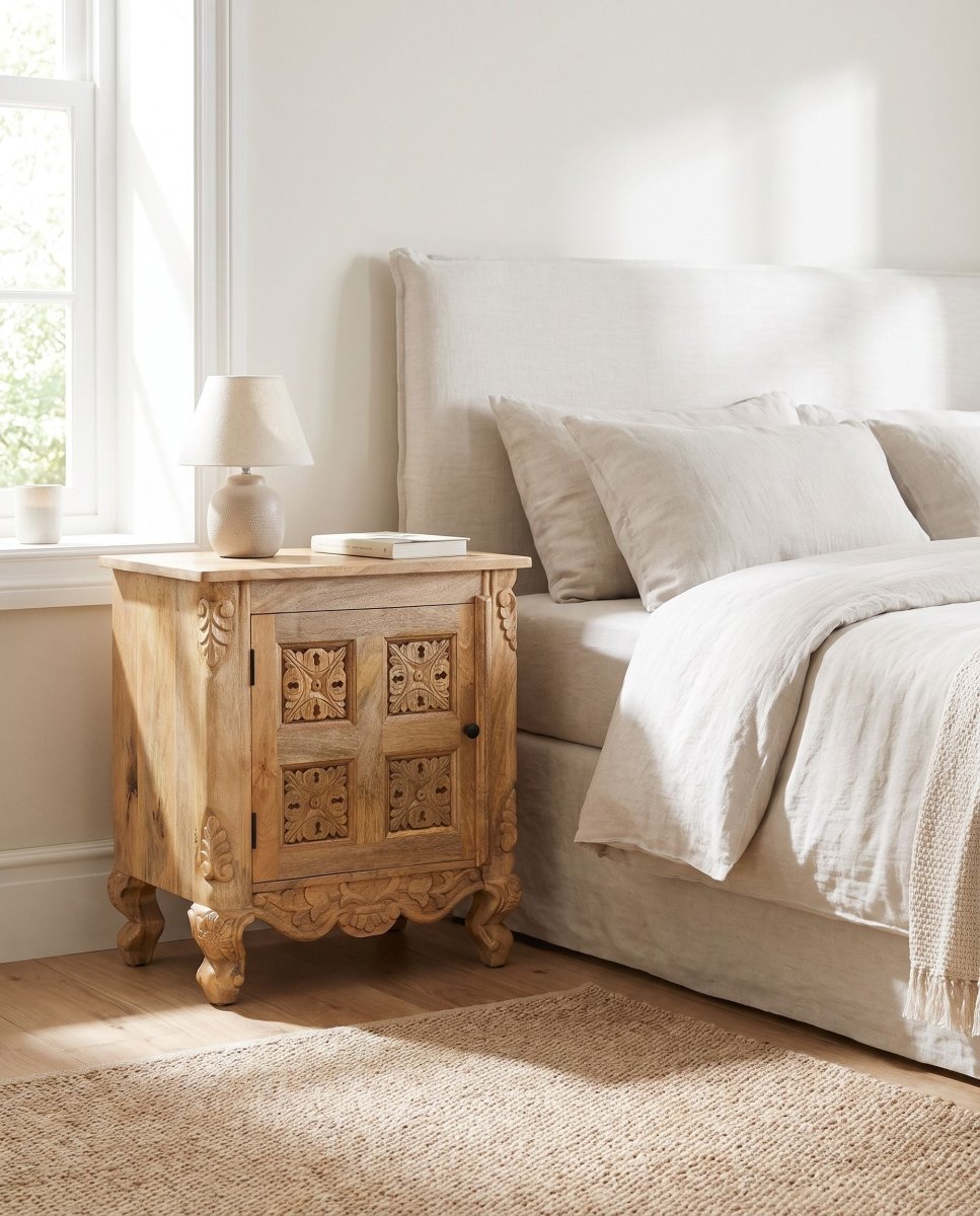 Alice Wooden Nightstand Table - Art and craft furniture