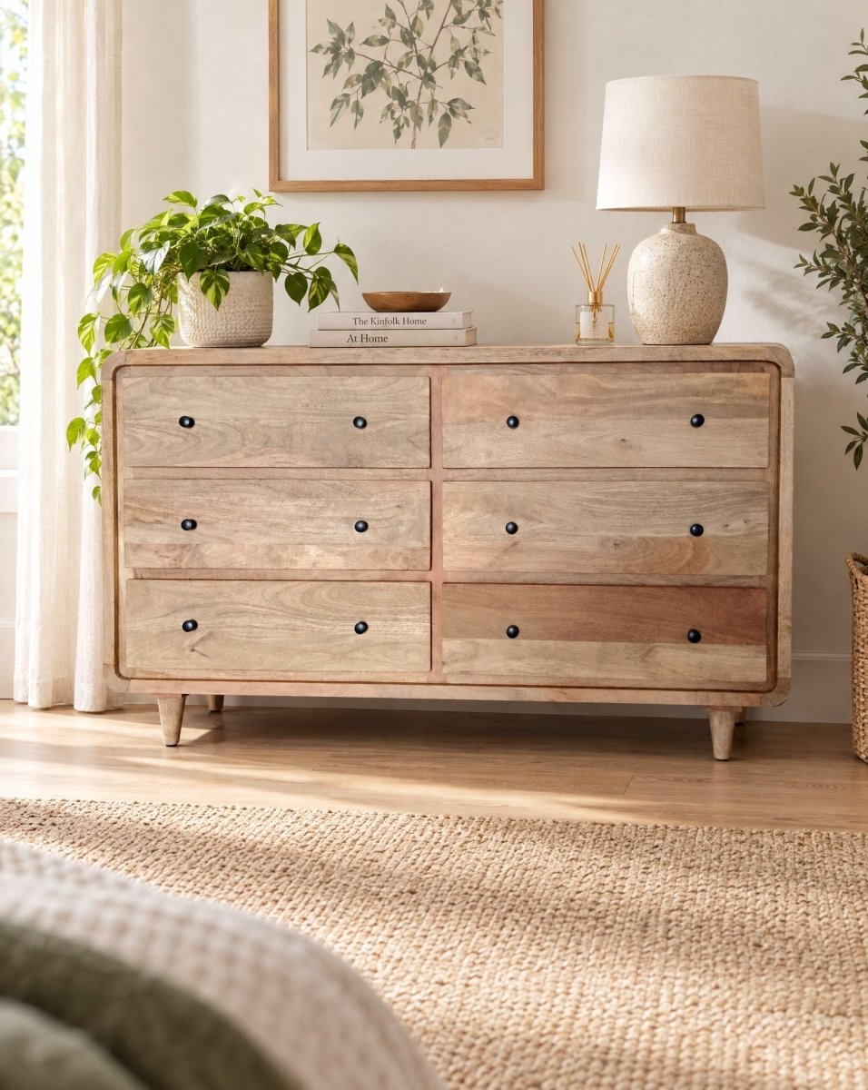 Alora 6 Drawer Mango Wood Chest - Art and craft furniture